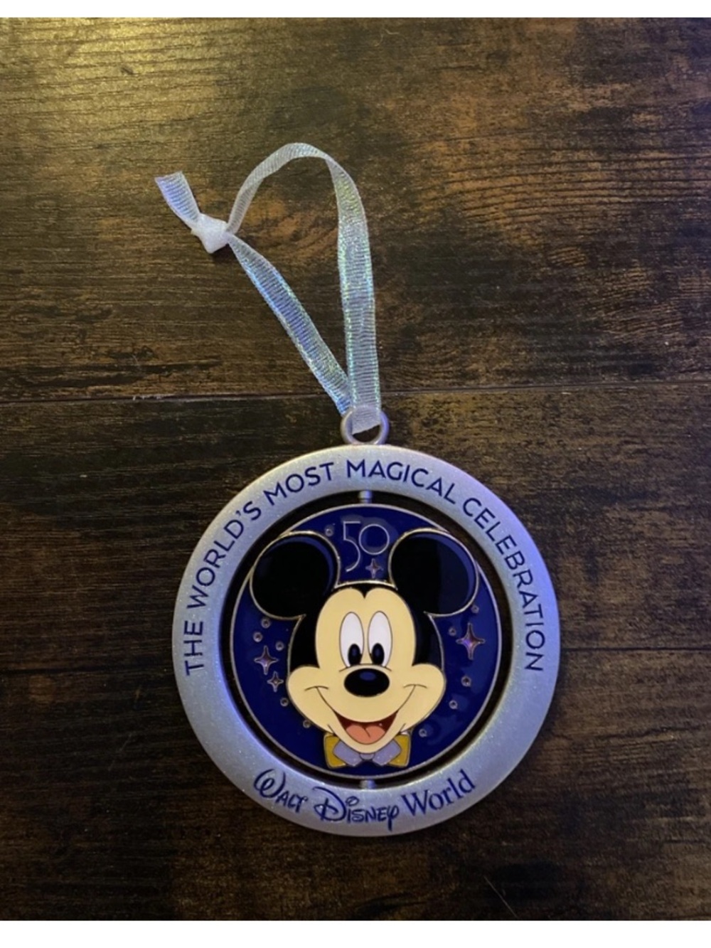 Disney's Mickey Mouse 50th Anniversary Spinning Metal Ornament Circular